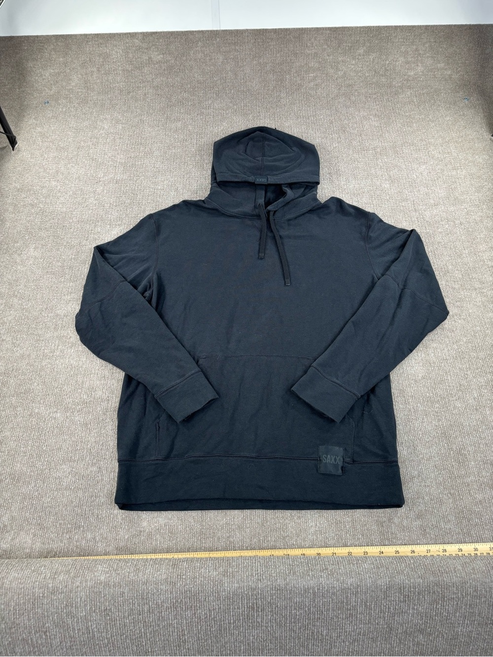SAXX Hoodie Mens Medium Black Pullover Jersey Sweatshirt 3Six Five Logo Solid